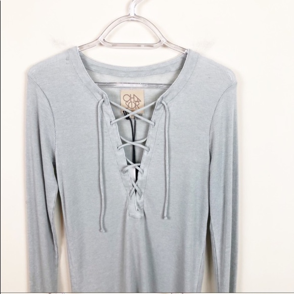 Chaser long sleeve lace up top